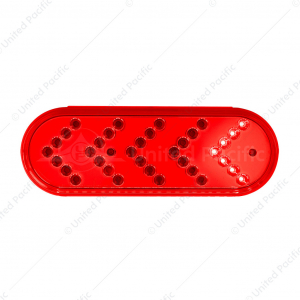 35 LED 6" Reflector Oval Sequential Turn Signal Light - Red LED/Red Lens