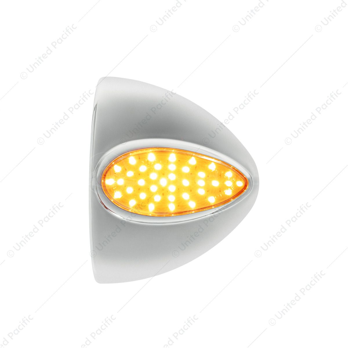 39 LED Teardrop Headlight Turn Signal Light Cover For Peterbilt - Amber LED/Amber Lens