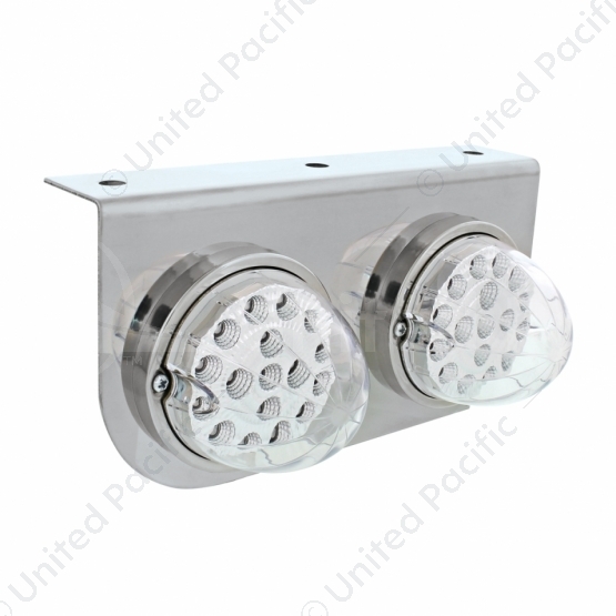 Stainless Light Bracket With 2X 17 LED Dual Function Clear Reflector Lights - Clear Lens