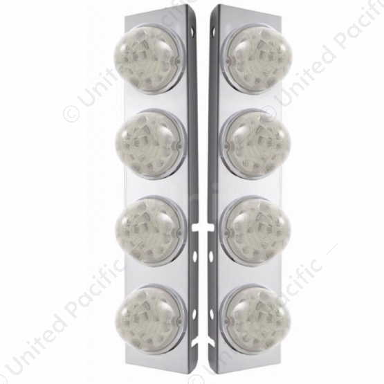 SS Front Air Cleaner Bracket W/8X 17 Amber LED Refl. Watermelon Lights & SS Bezels For Peterbilt-Cle