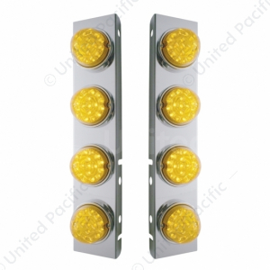 Stainless Front Air Cleaner Bracket With 8X 17 LED Clear Style Reflector Lights For Peterbilt