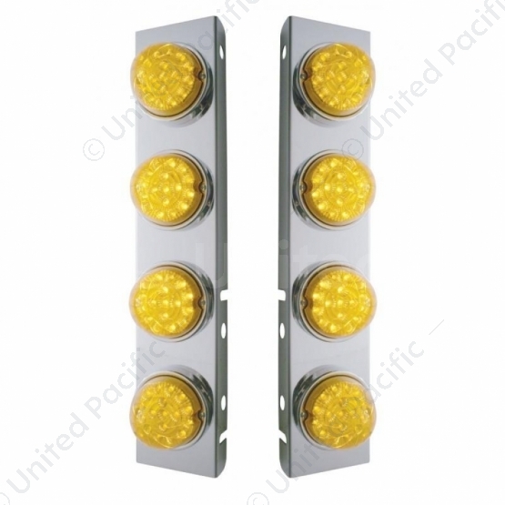 SS Front Air Cleaner Bracket With 8X 17 Amber LED Dual Function Reflector Lights & SS Bezels For Pet