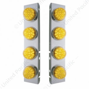 SS Front Air Cleaner Bracket With 8X 17 LED Dual Function Clear Style Reflector Lights For Peterbilt