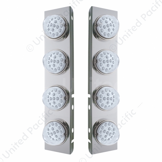 SS Front Air Cleaner Bracket With 8X 17 Amber LED Dual Function Reflector Lights & SS Bezels For Pet