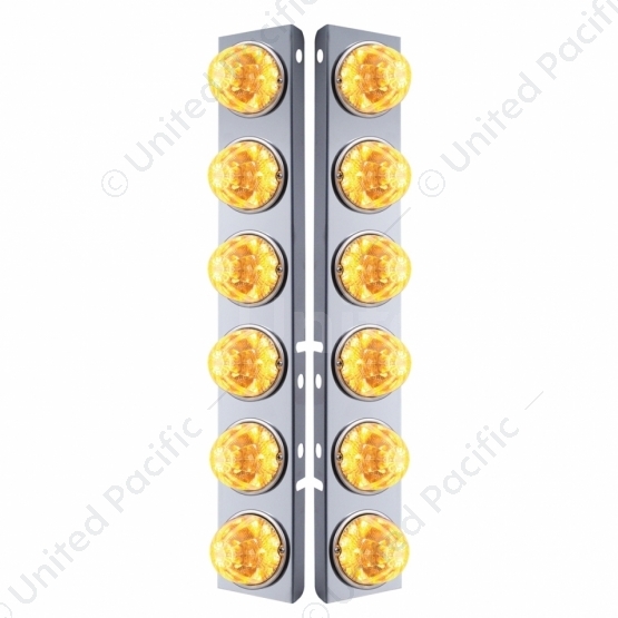 SS Front Air Cleaner Bracket W/12X 17 Amber LED Refl. Watermelon Lights & SS Bezels For Peterbilt-Cl