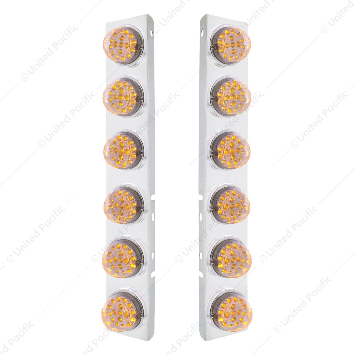 SS Front Air Cleaner Bracket With 12X 17 Amber LED Dual Function Reflector Lights & SS Bezels For Pe