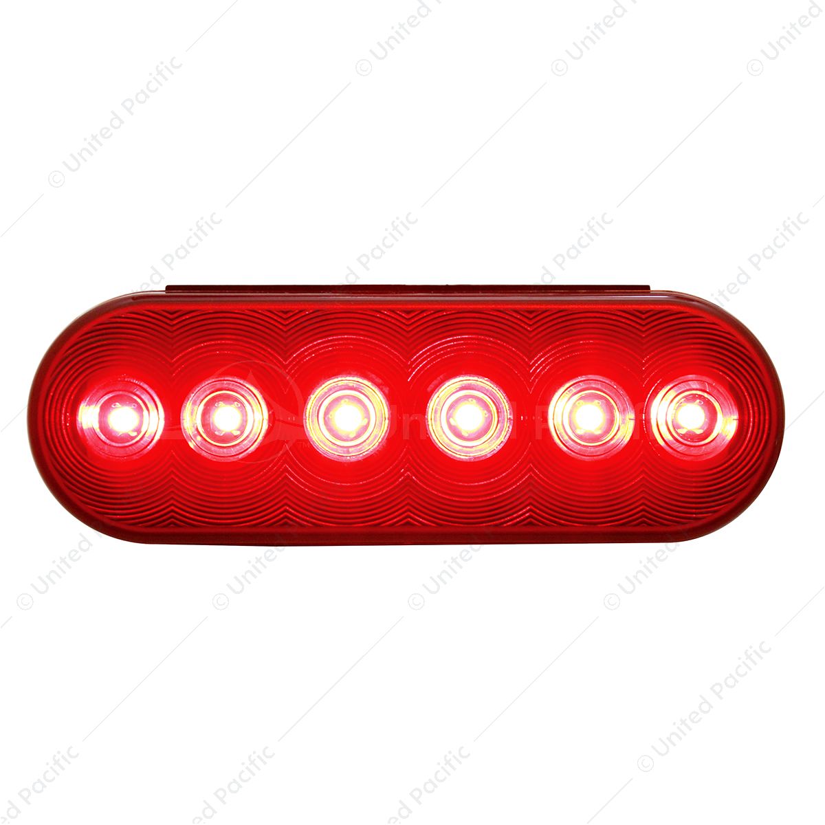 6 LED Oval Light (Stop, Turn & Tail) - Red LED/Red Lens (Bulk)