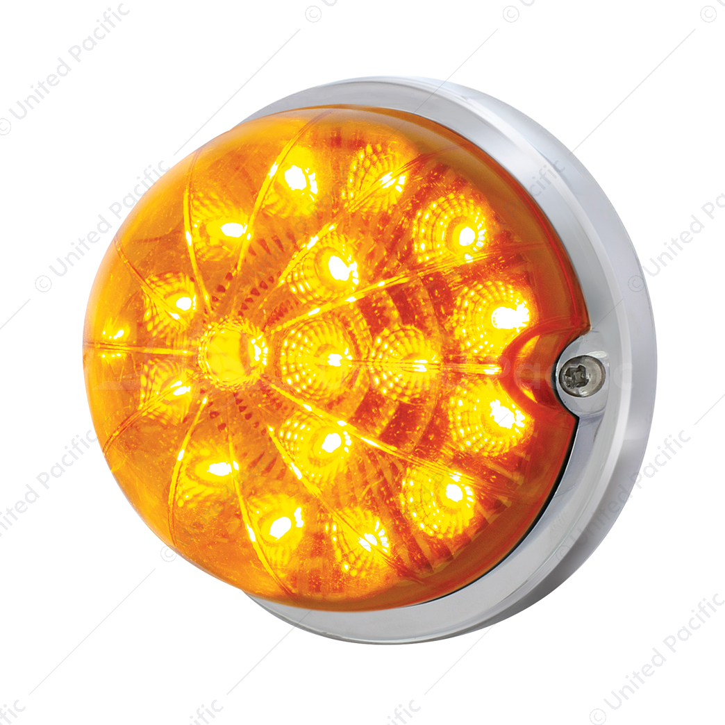 17 LED Dual Function Watermelon Clear Reflector Flush Mount Kit With Low Profile Bezel -Amber LED &