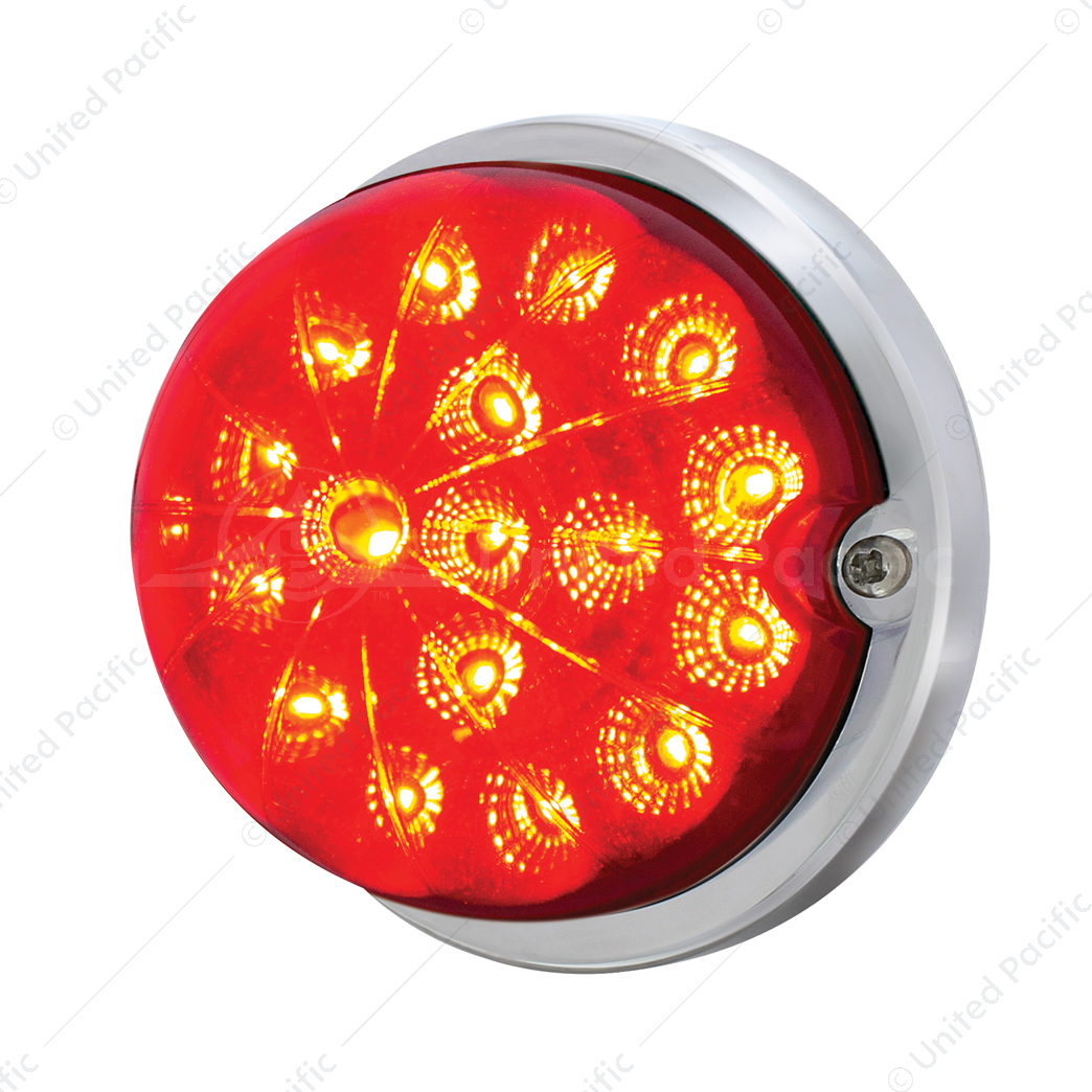 17 LED Dual Function Watermelon Clear Reflector Flush Mount Kit With Low Profile Bezel -Red LED & Le