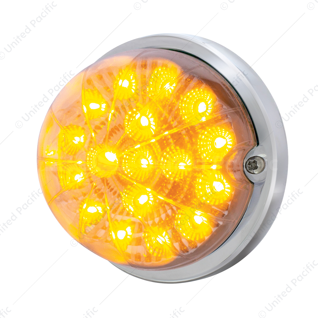 17 LED Dual Function Watermelon Clear Reflector Flush Mount Kit With Low Profile Bezel-Amber LED/Cle