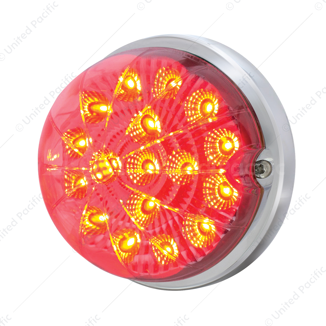 17 LED Dual Function Watermelon Clear Reflector Flush Mount Kit With Low Profile Bezel -Red LED/Clea