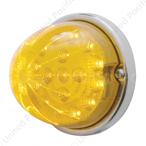 17 LED Watermelon Clear Reflector Flush Mount Kit With Low Profile Bezel - Amber LED/Amber Lens