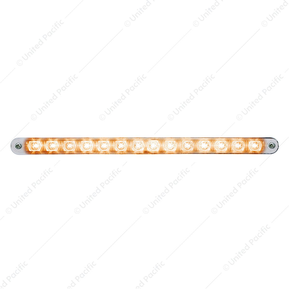 14 LED 12" Auxiliary strip Light With Bezel - Amber LED/Chrome Lens