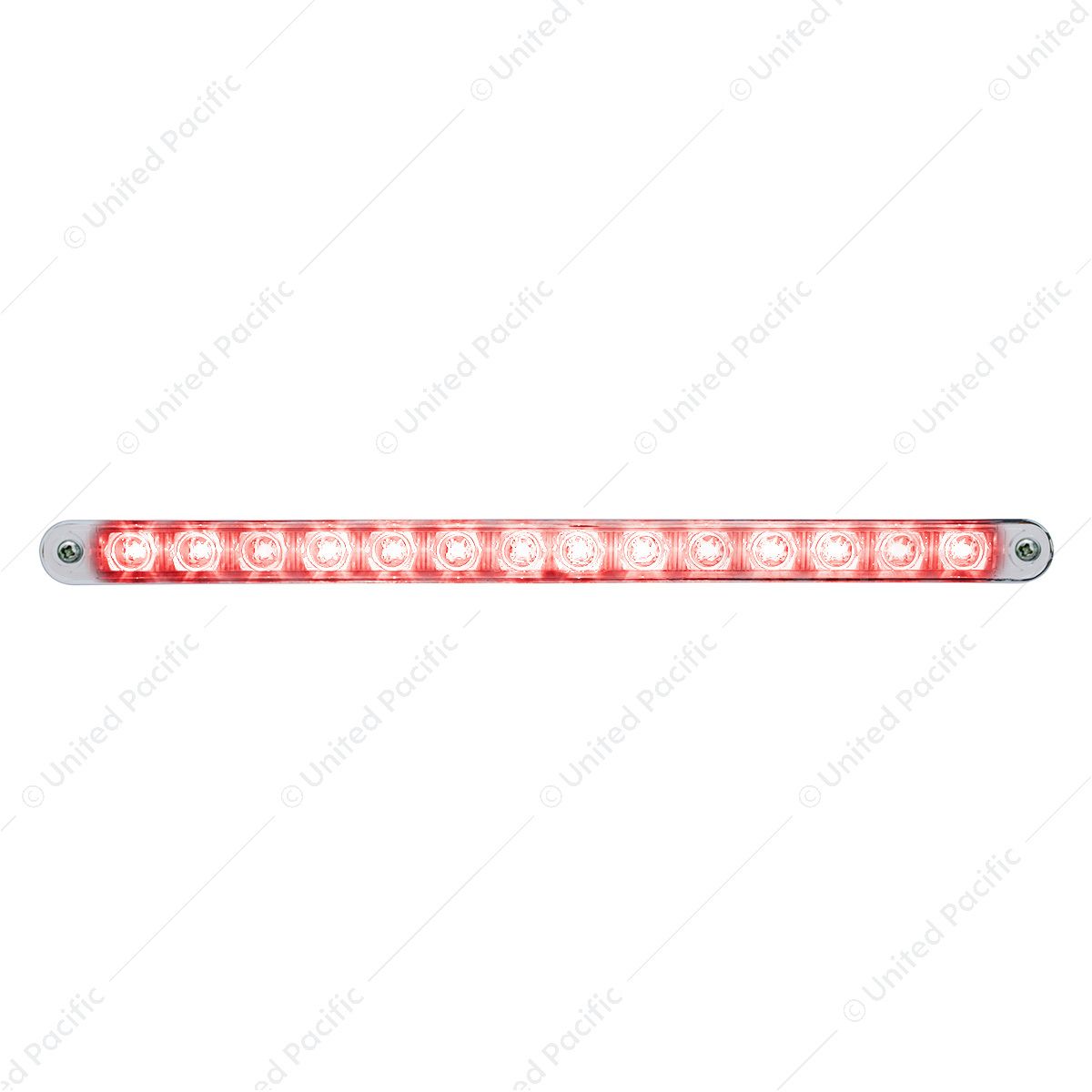 14 LED 12" Auxiliary strip Light With Bezel - Red LED/Chrome Lens