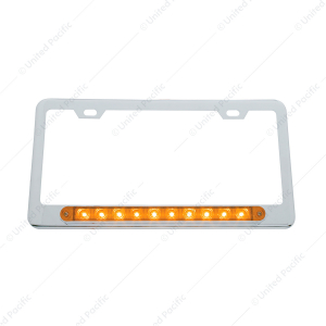 License Plate Frame With 10 LED 9" Light Bar - Chrome