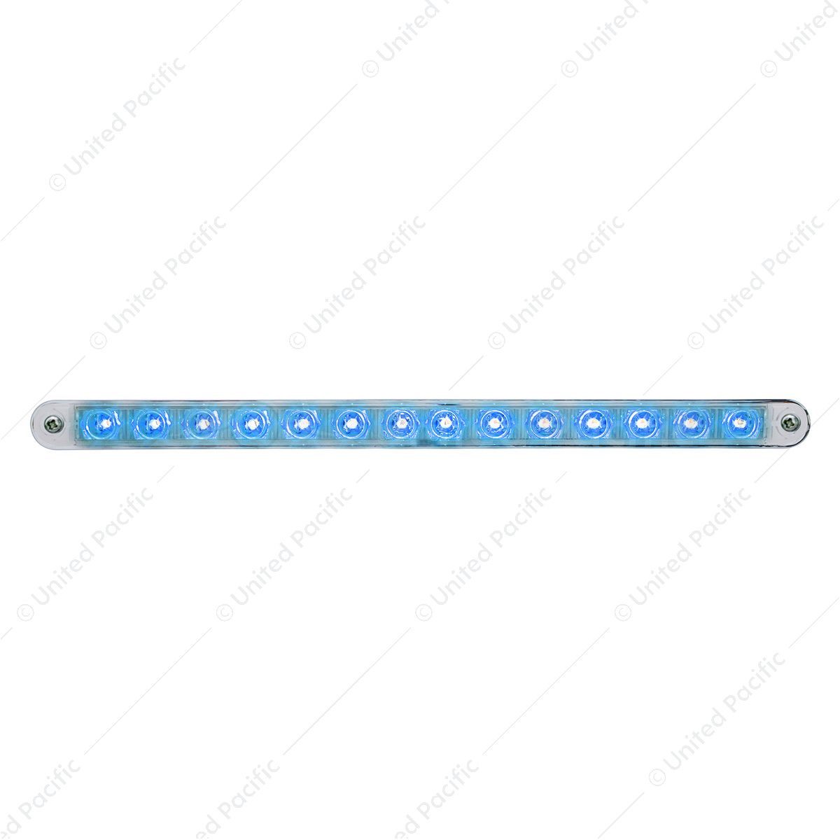 14 LED 12" Auxiliary strip Light With Bezel - Blue LED/Clear Lens