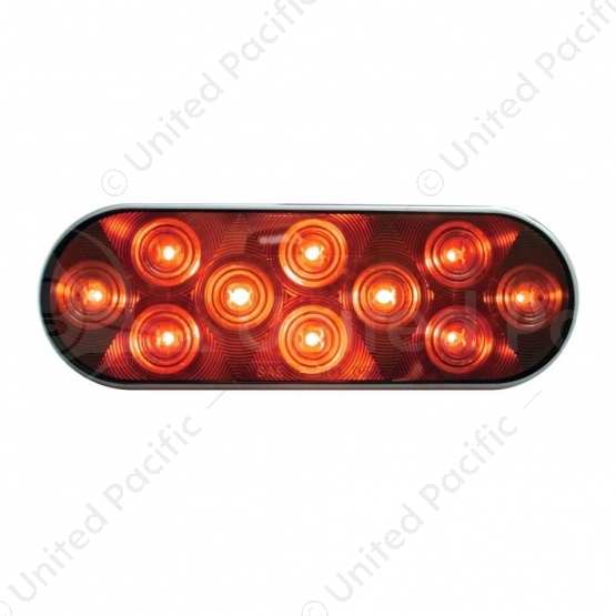 10 LED Oval Auxiliary Light - Red LED/Chrome Lens