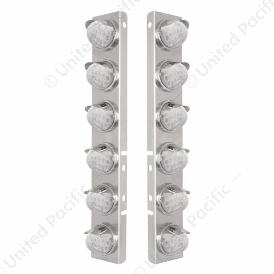 SS Front Air Cleaner Bracket With 12X 17 Amber LED Reflector Watermelon Lights & SS Visors For Peter