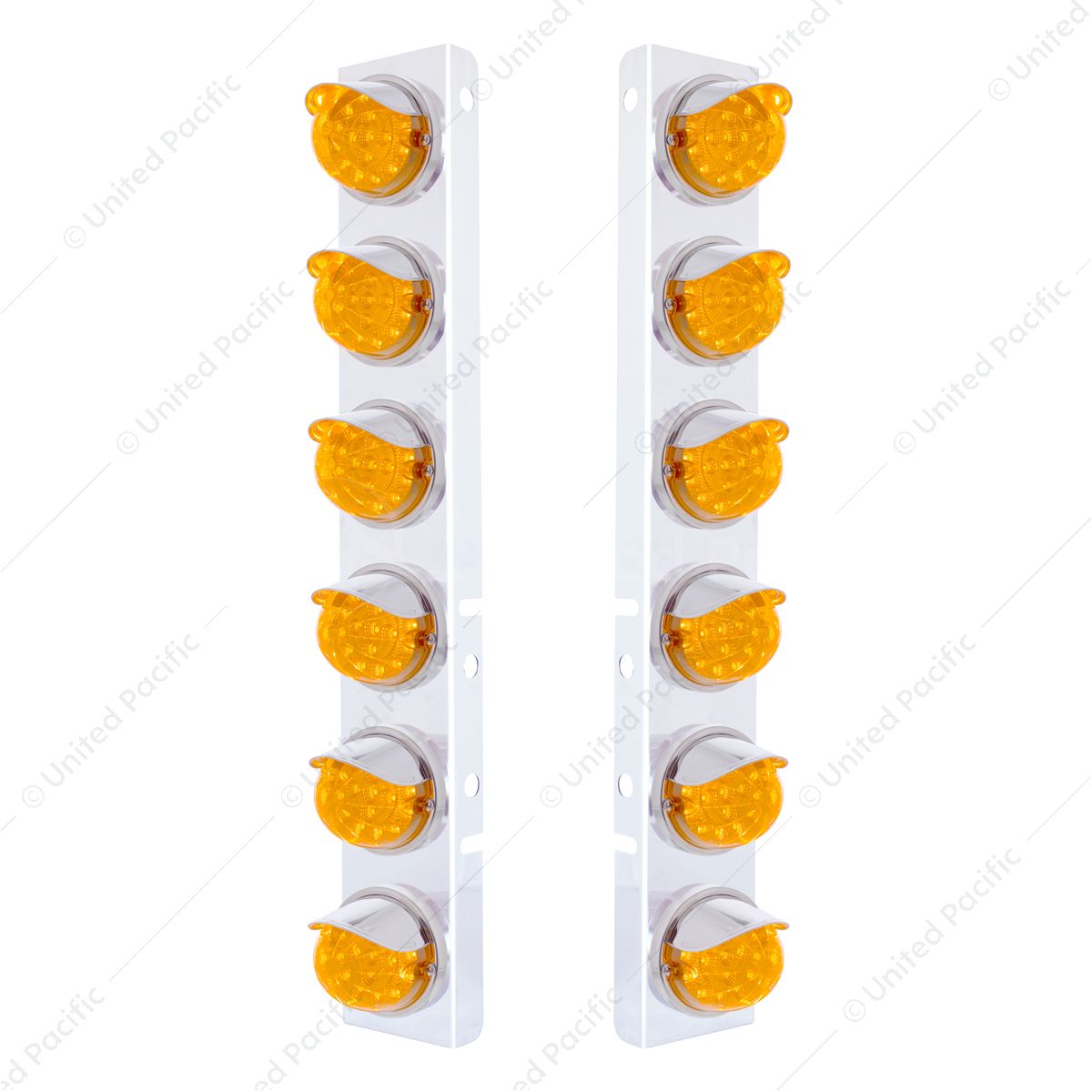 SS Front Air Cleaner Bracket With 12X 17 Amber LED Dual Function Reflector Lights & SS Visors For Pe