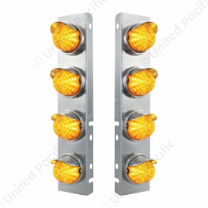 Stainless Front Air Cleaner Bracket With 8X 17 LED Beehive Lights For Peterbilt