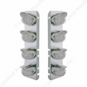 Stainless Front Air Cleaner Bracket With 8X 17 LED Watermelon Lights For Peterbilt