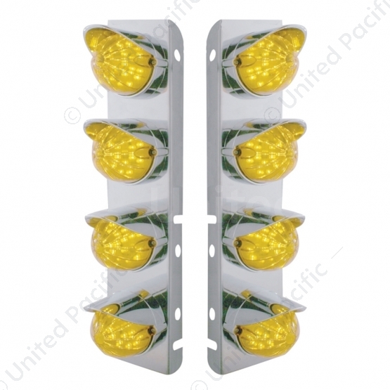 SS Front Air Cleaner Bracket With 8X 17 Amber LED Dual Function Reflector Lights & SS Visors For Pet