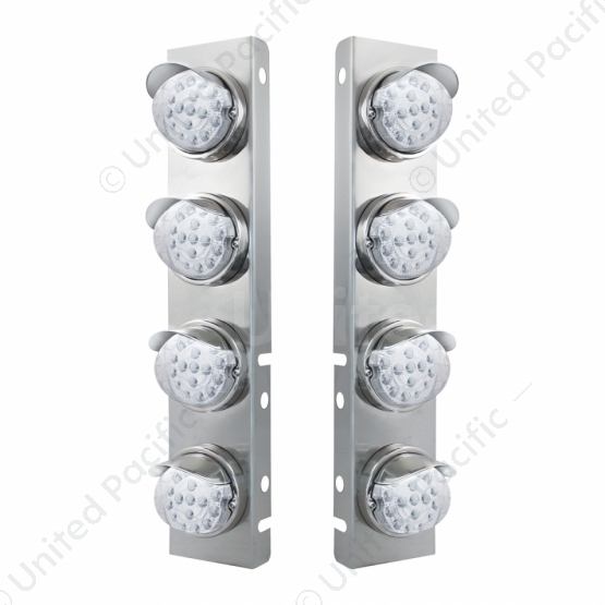 SS Front Air Cleaner Bracket With 8X 17 Amber LED Dual Function Reflector Lights & SS Visors For Pet