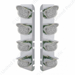 Stainless Front Air Cleaner Bracket With 8X 17 LED Dual Function Watermelon Lights For Peterbilt