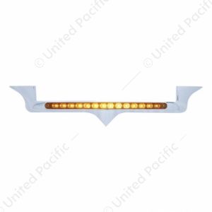 Chrome Hood Emblem Trim With 14 LED Light Bar For Kenworth - Amber LED/Amber Lens