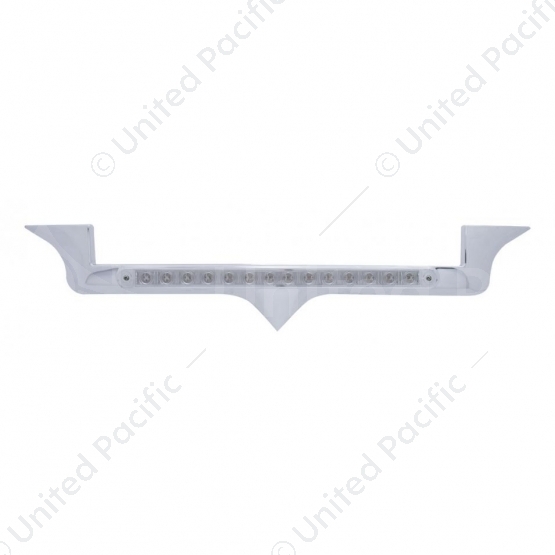 Chrome Hood Emblem Trim With 14 LED Light Bar For Kenworth - Amber LED/Clear Lens