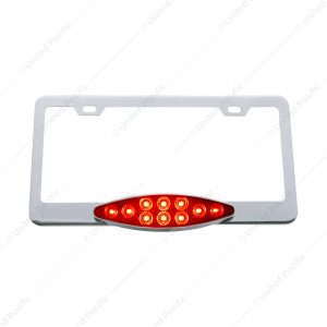 License Plate Frame With 10 LED Cats Eye Light - Chrome
