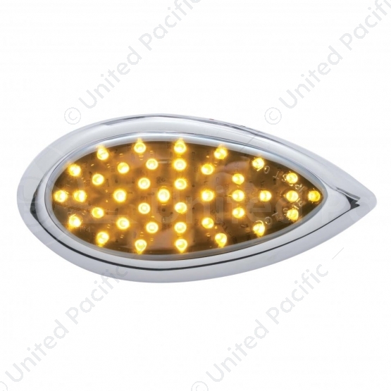 39 LED "Teardrop" Auxiliary Light With Bezel - Amber LED/Chrome Lens