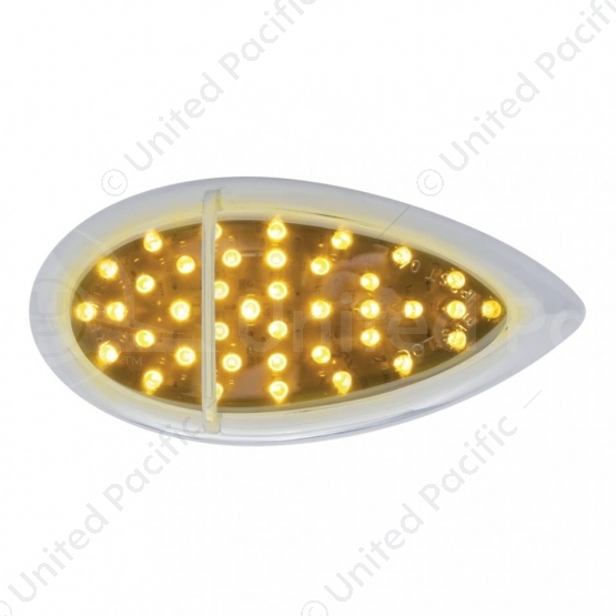 39 LED Flush Mount "Teardrop" Turn Signal Light - Amber LED/Chrome Lens