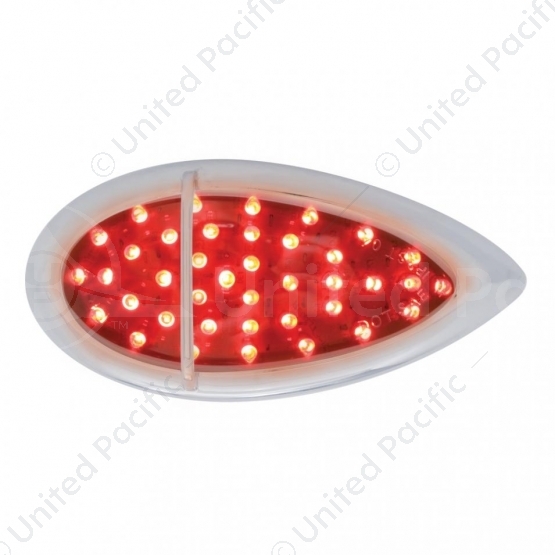 39 LED Flush Mount "Teardrop" Light (Stop, Turn & Tail) - Red LED/Chrome Lens