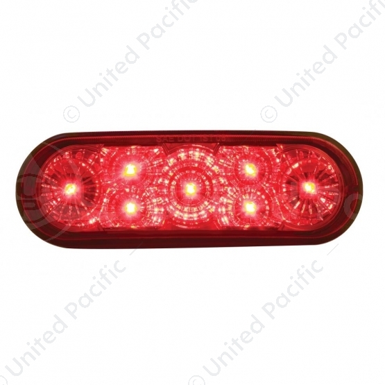 7 LED 6" Oval Reflector Stop, Turn & Tail Light - Red LED/Red Lens