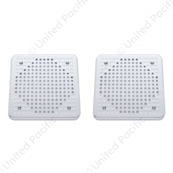 Chrome 5-5/8" Square Speaker Cover For Various Kenworth Models (Pair)