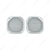 Chrome 5-1/2" Square Speaker Cover For Various Freightliner & Kenworth Models (Pair)