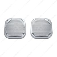 Chrome 5-1/2" Square Speaker Cover For Various Freightliner & Kenworth Models (Pair)