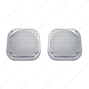 Chrome 5-1/2" Square Speaker Cover For Various Freightliner & Kenworth Models