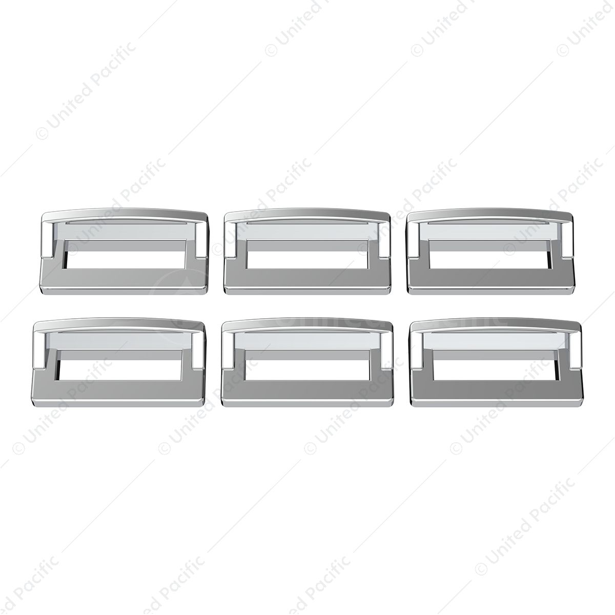 Chrome Plastic Switch Label Covers With Visor For 2001 & Older Peterbilt (6-Pack)