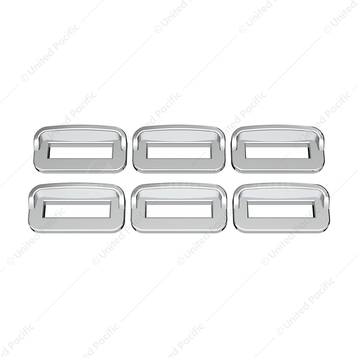 Chrome Plastic Toggle Switch Label Cover With Visor For 2002+ Peterbilt (Card Of 6)
