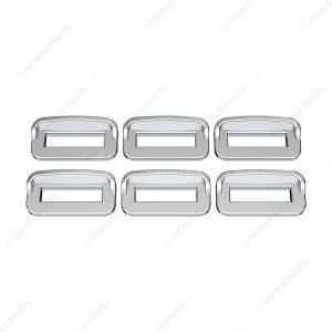 Chrome Plastic Toggle Switch Label Cover With Visor For 2002+ Peterbilt (Card Of 6)