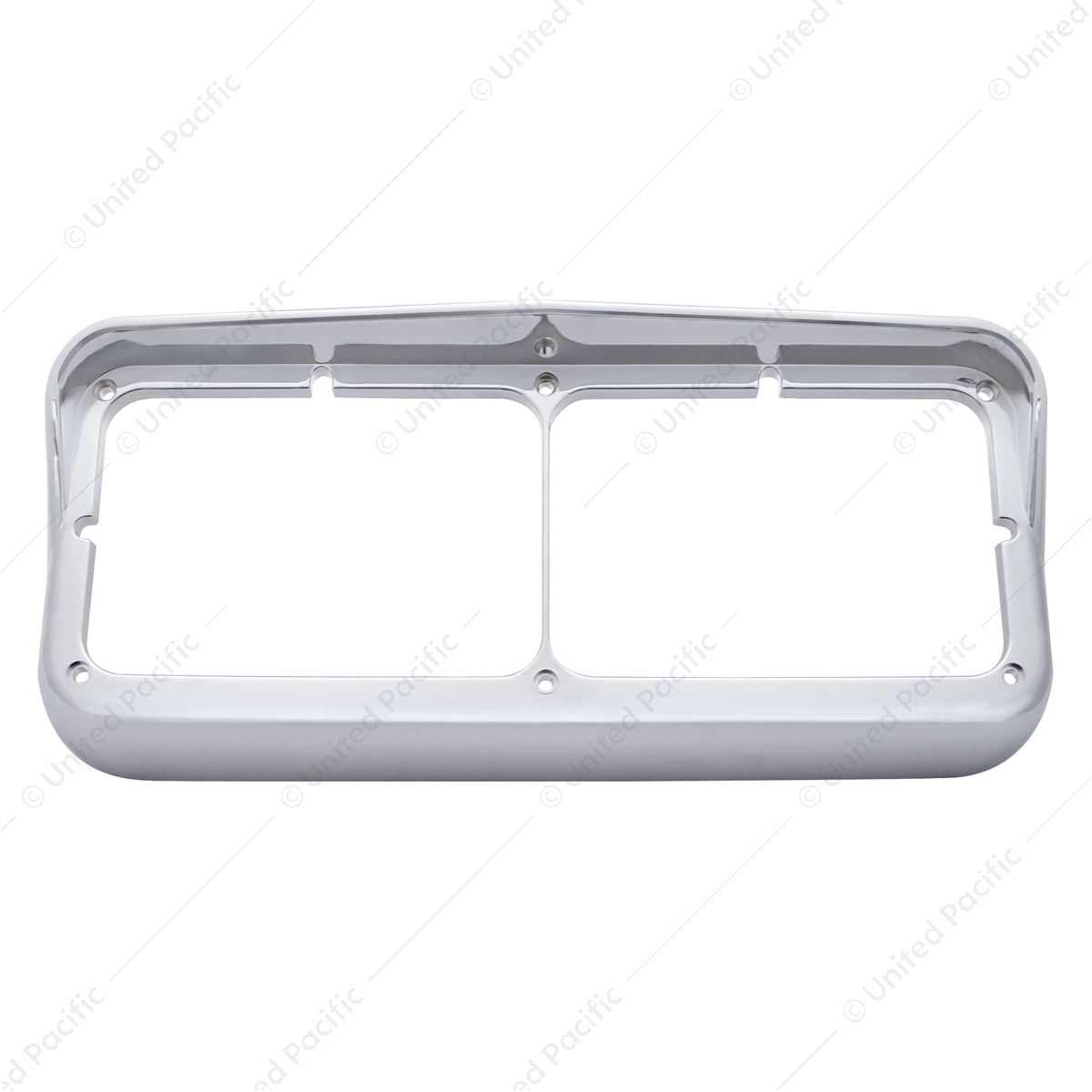Chrome Plastic Rectangular Dual 4" X 6" Headlight Bezel With Visor (Bulk)