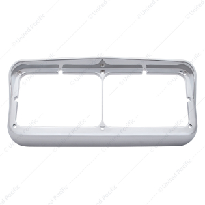 Chrome Plastic Rectangular Dual 4" X 6" Headlight Bezel With Visor