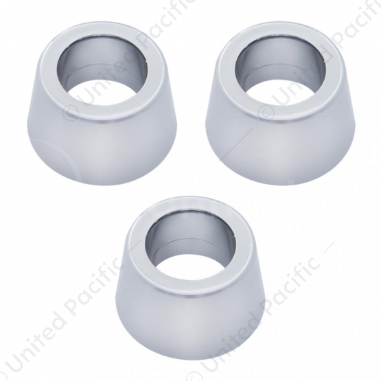 Chrome Round Dash Indicator Light Trims for 1967-1987 Peterbilt 359 (3-Pack)