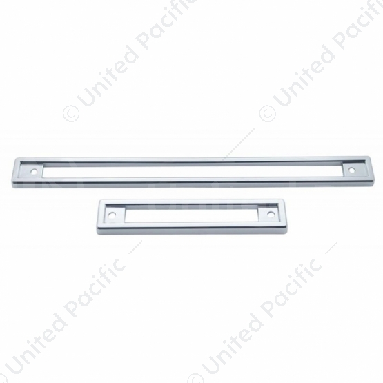 Chrome Plastic Warning Light Panel Bezel 2 Piece Set For 1991-2000 Peterbilt 379/378/377