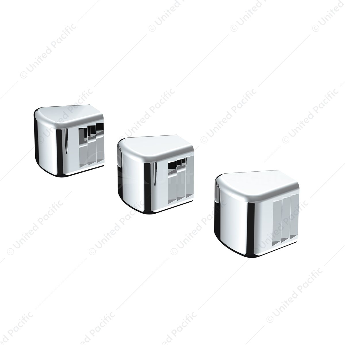 Chrome Plastic A/C & Heater Slider Control Knob For Kenworth/Freightliner - Plain (Card Of 3)