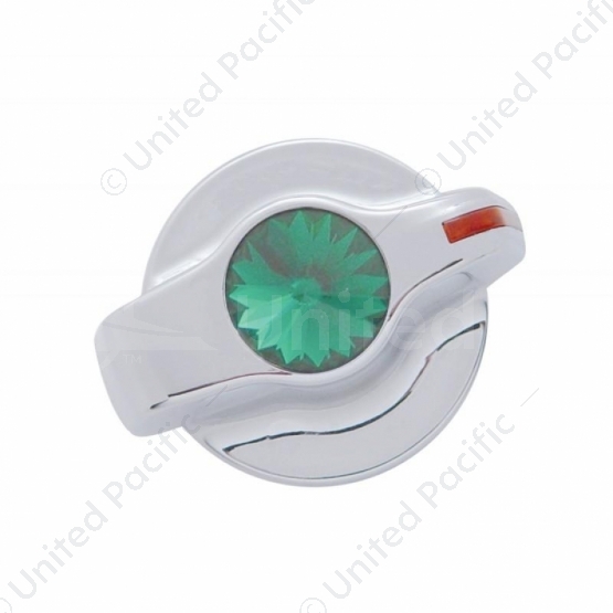 Chrome Plastic A/C Control Knob With Crystal - Green Crystal