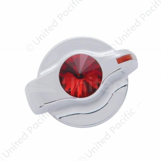 Chrome Plastic A/C Control Knob With Crystal - Red Crystal