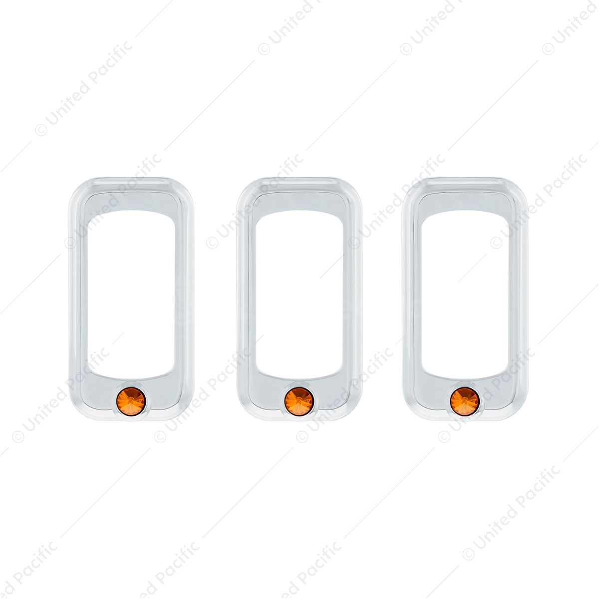 Rocker Switch Bezel For Peterbilt/ Kenworth With Copper Crystal (3-Pack)